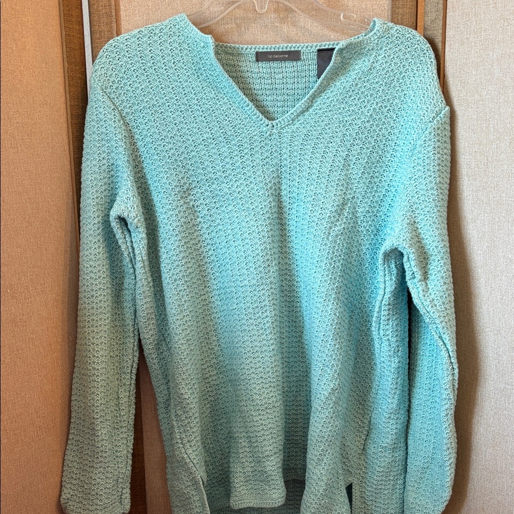 Liz Claiborne Aqua V-Neck Sweater xl